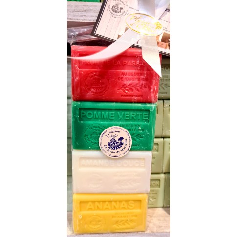 Coffret FRUITÉ de 4 savons 125gr BEURRE DE KARITÉ en boite carton