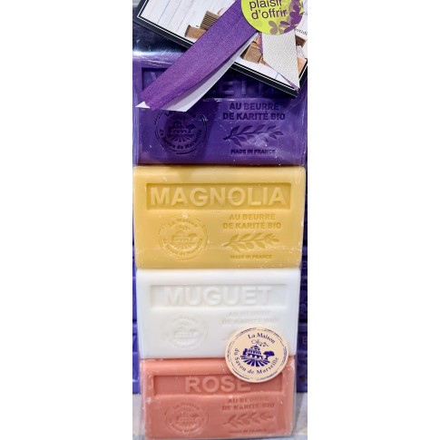 Coffret de 4 savons 125gr BEURRE DE KARITÉ en boite carton