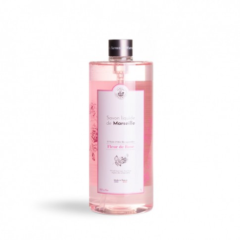 Savon liquide de Marseille 1L FLEUR DE ROSE - Huile d'olive Bio
